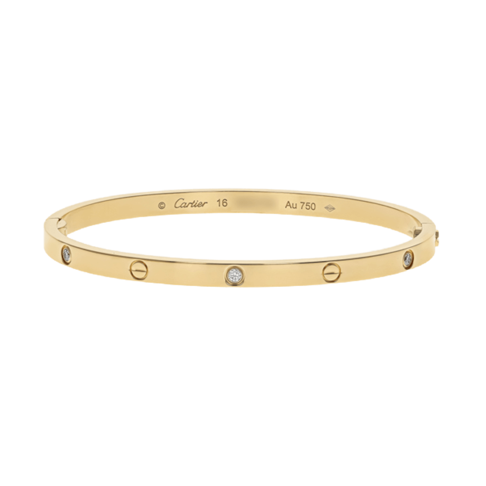 Vertical Small 6 Diamond Love Bracelet-Size 16