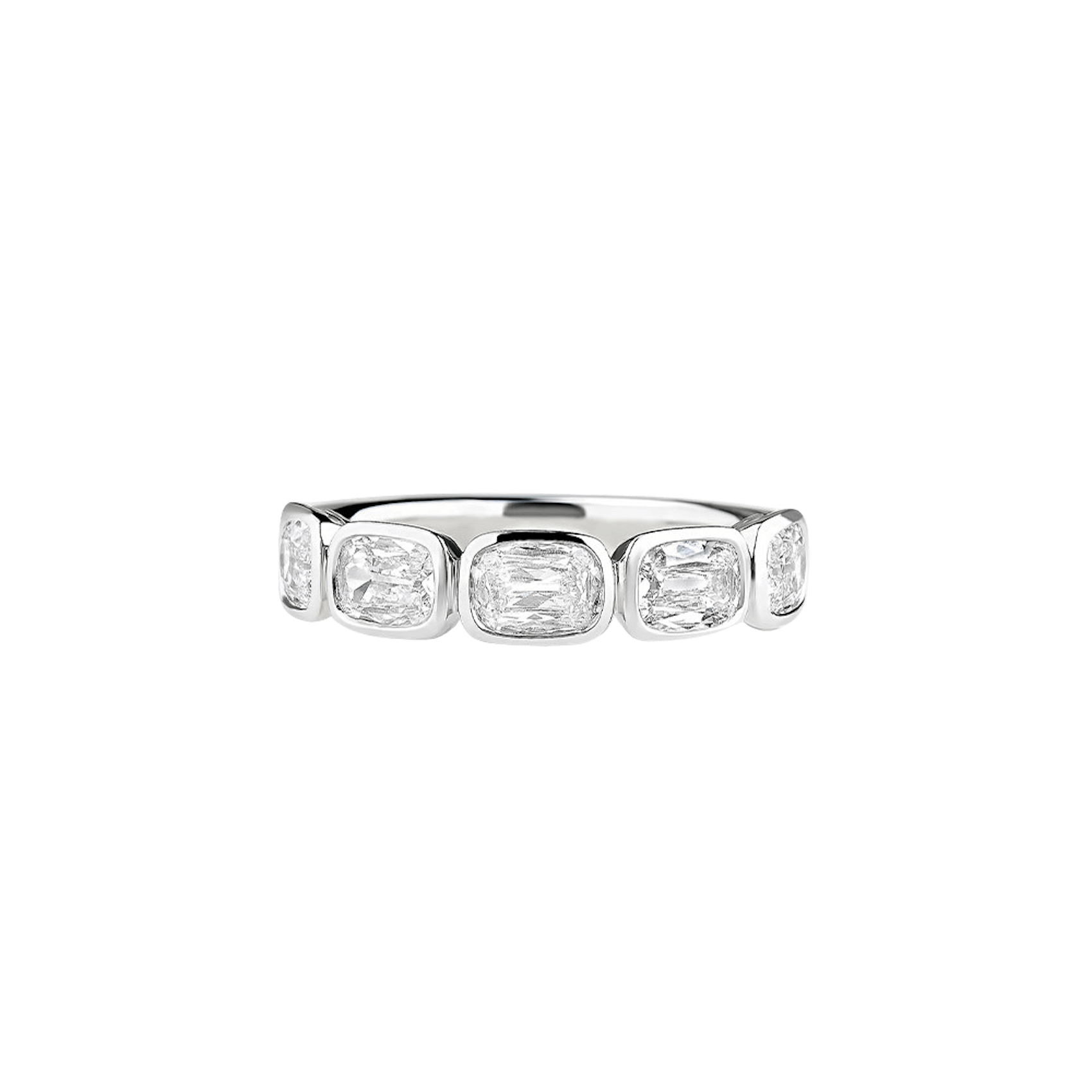 Vertical 18K White Gold Cushion Diamond Bezel-Set Eternity Band