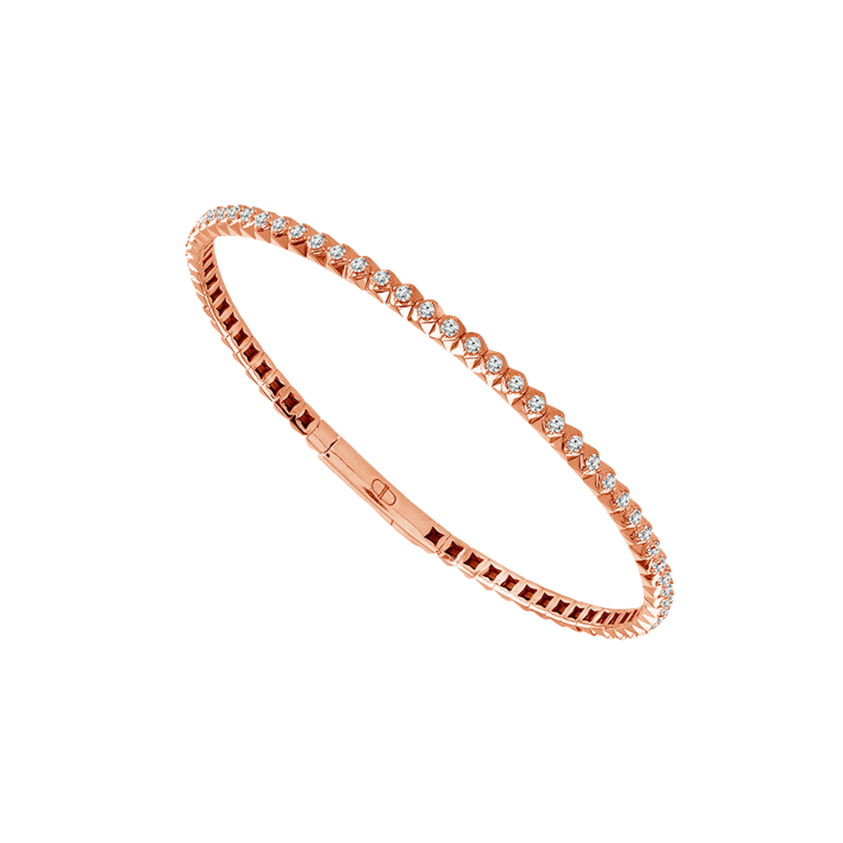 Vertical 14K Rose Gold and Titanium Bezel-Set Diamond Bangle