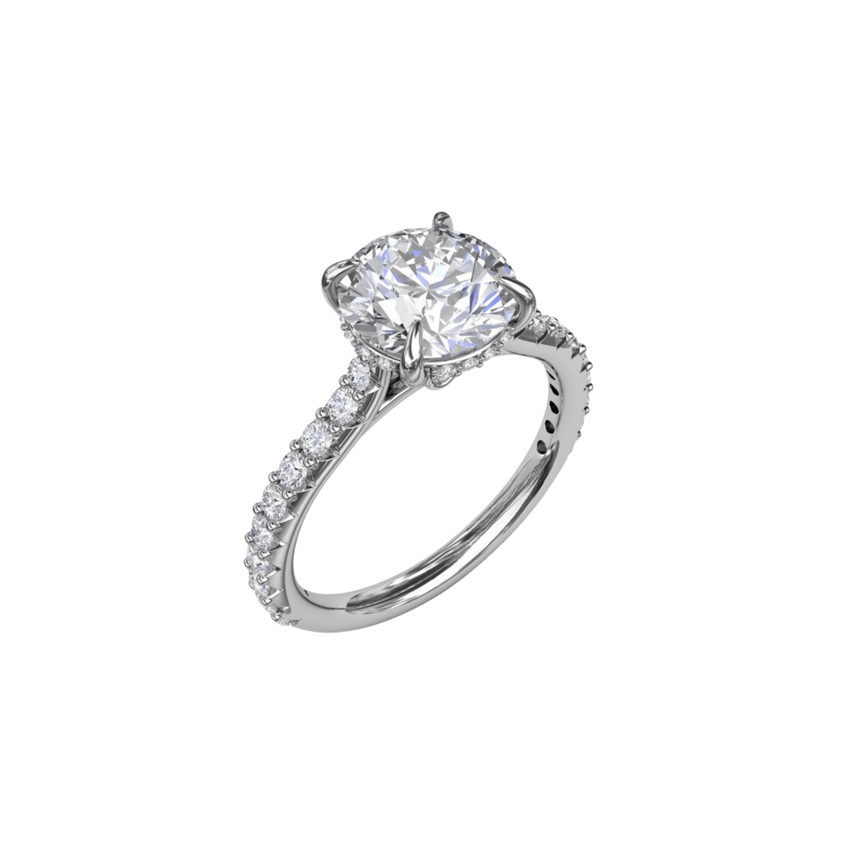 Vertical The 1916 Company Collection Classic Round Diamond Solitaire Engagement Ring With Hidden Pavé Halo S3240