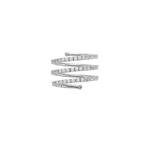 Vertical 18K White Gold/Titanium Diamond Three Row Spiral Ring