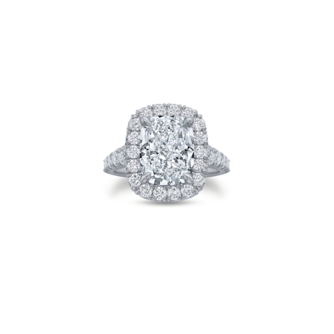 Vertical 18K White Gold Cushion Diamond Ring