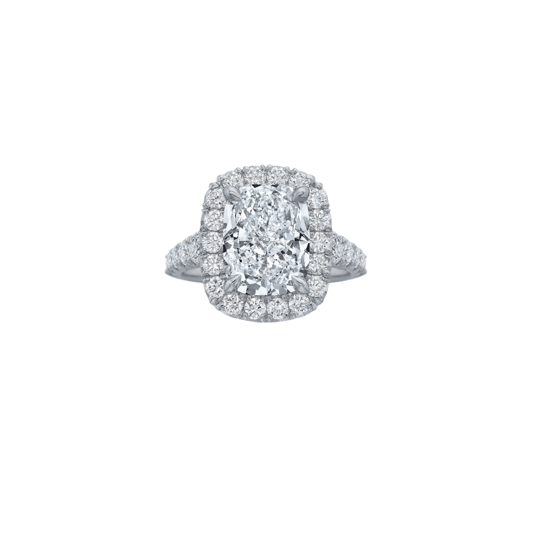Vertical 18K White Gold Cushion Diamond Ring