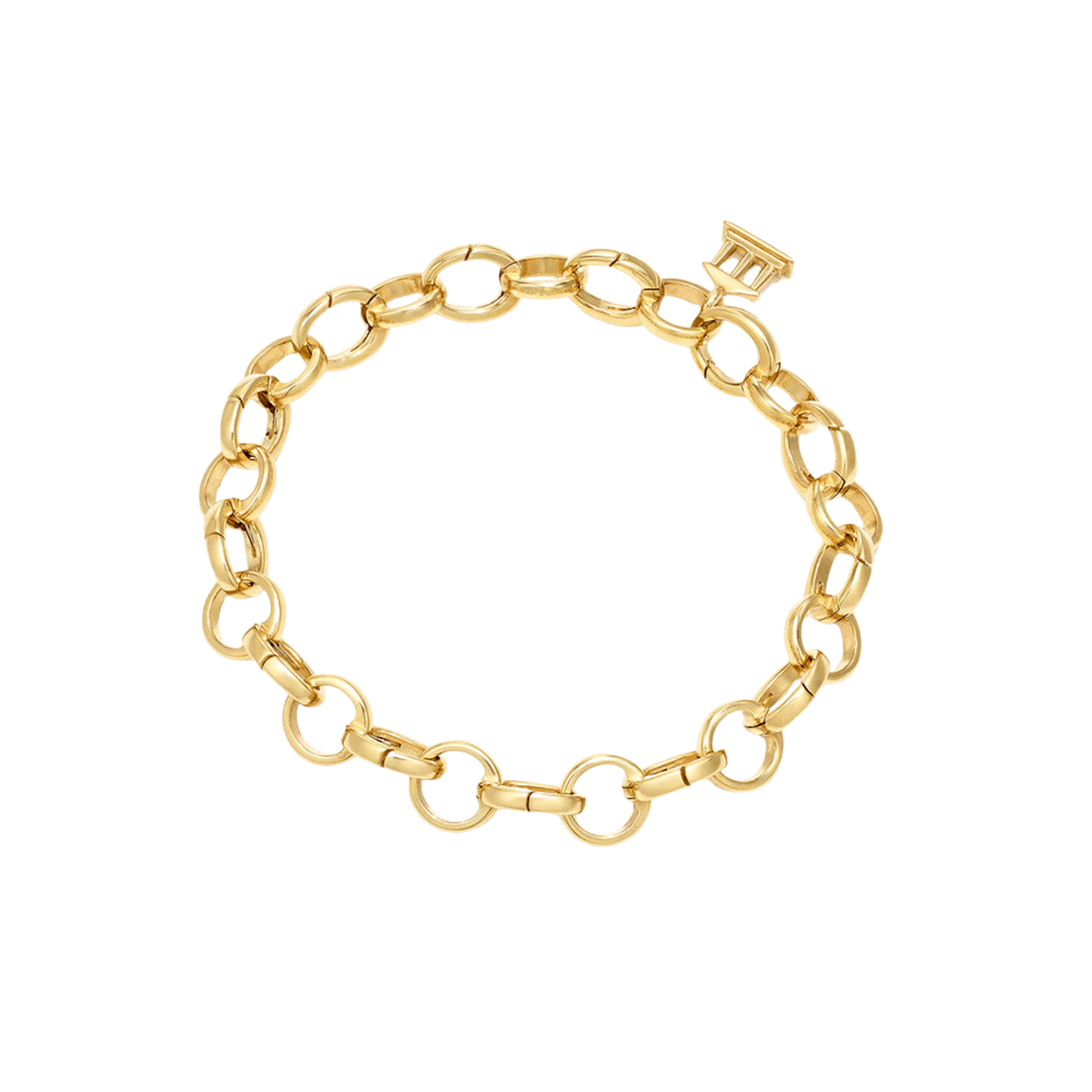 Vertical 18K Yellow Gold Temple Charm Bracelet