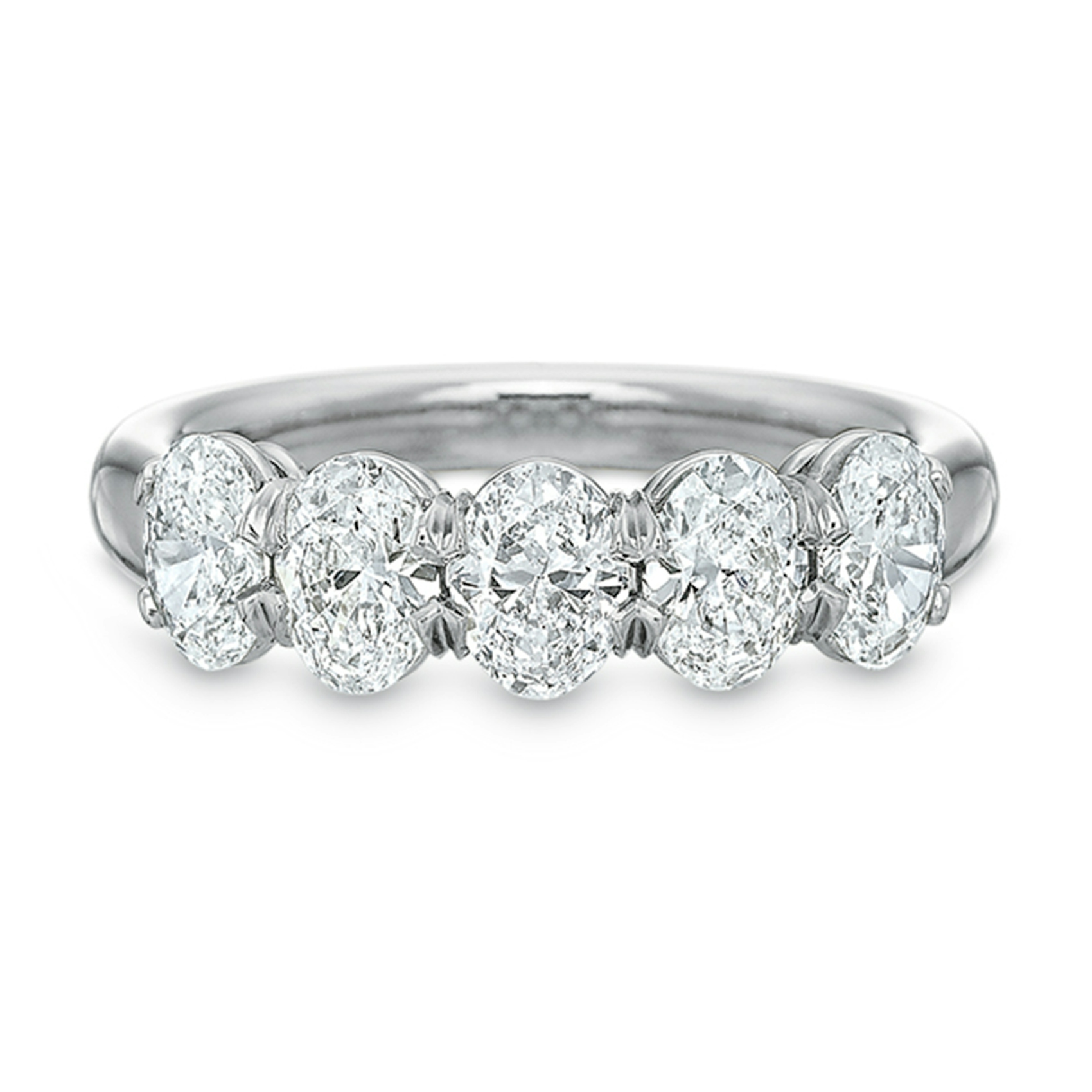 Vertical White Gold Oval Diamond Band