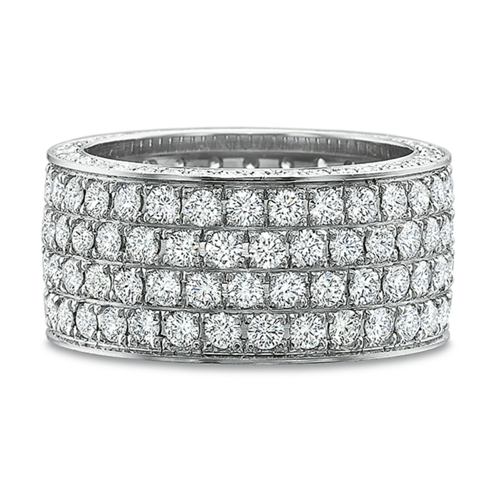 Vertical White Gold 4-Row Diamond Band