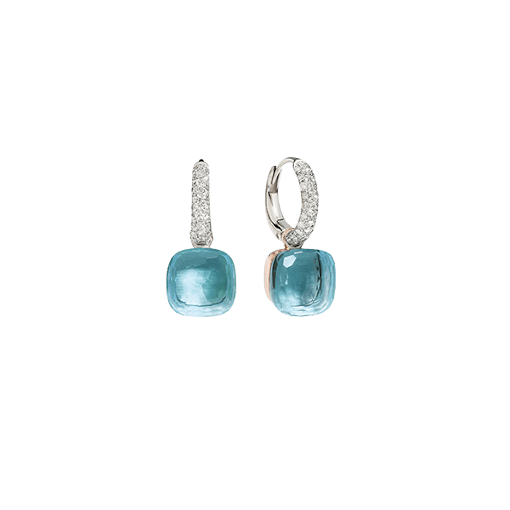 Vertical Nudo Classic Earrings In Blue Topaz And Diamond