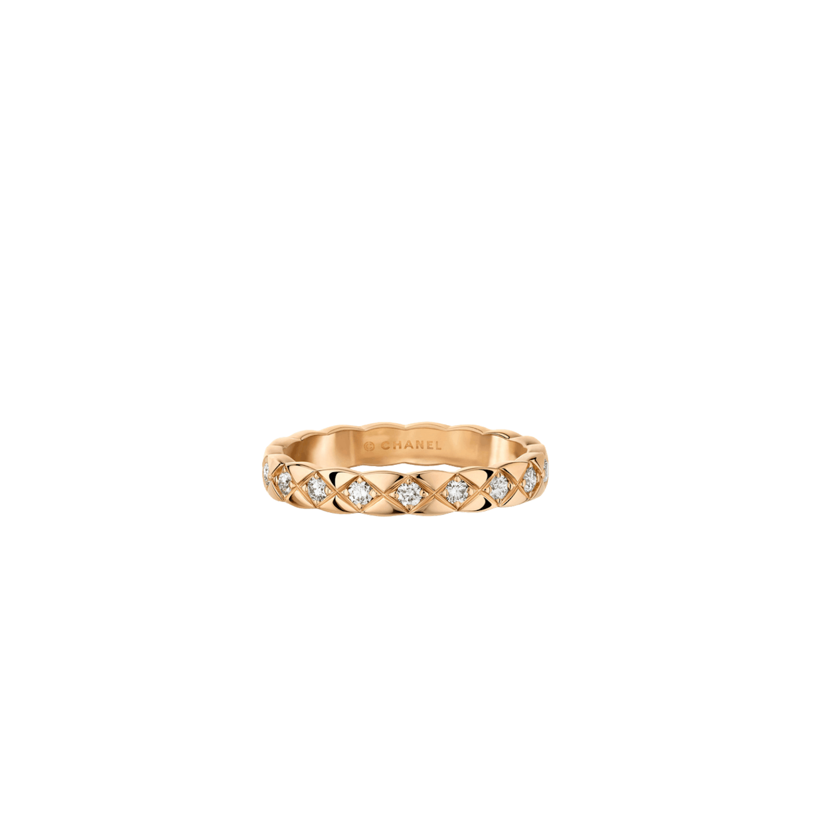 Vertical 18K Beige Gold Coco Crush Quilted Diamond Mini Ring