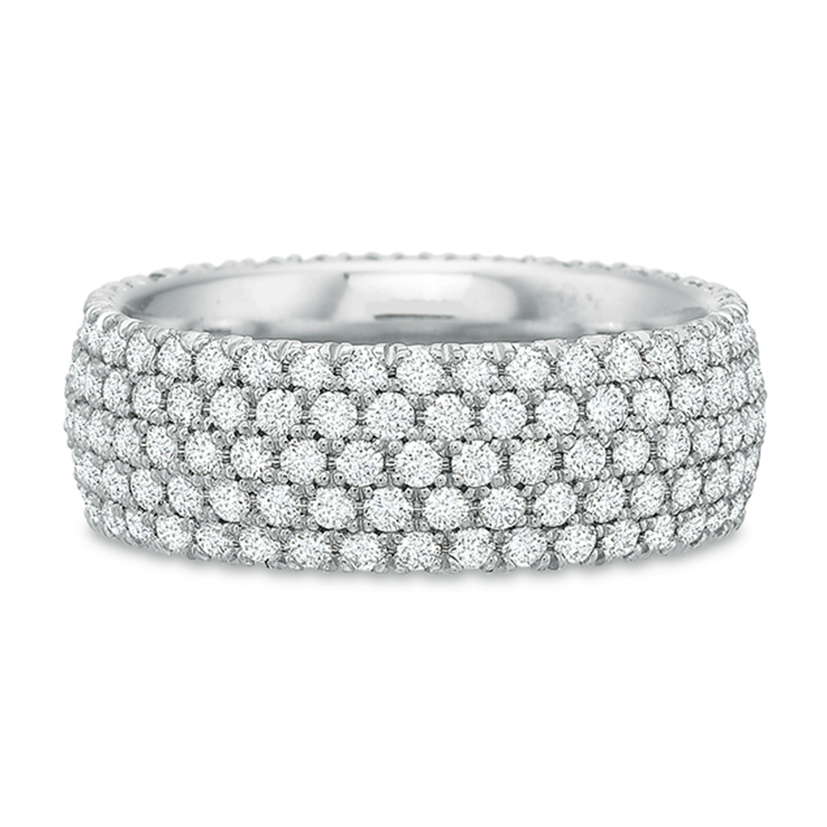 Vertical White Gold 5-Row Diamond Eternity Band