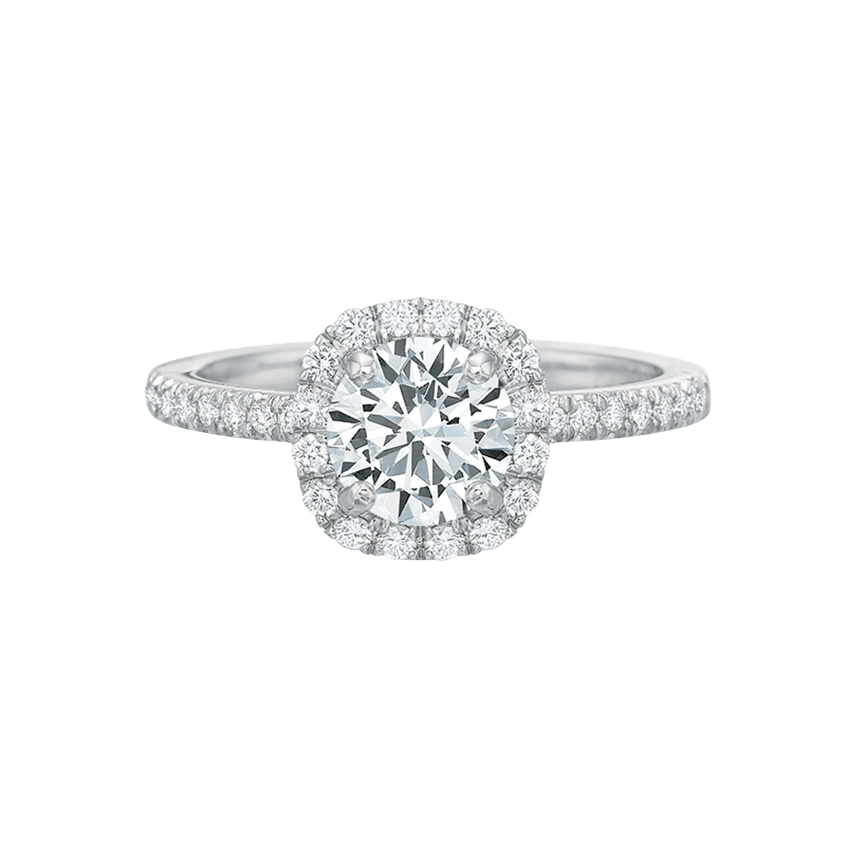 Vertical White Gold Diamond Round Halo Semi-Mount Engagement Ring