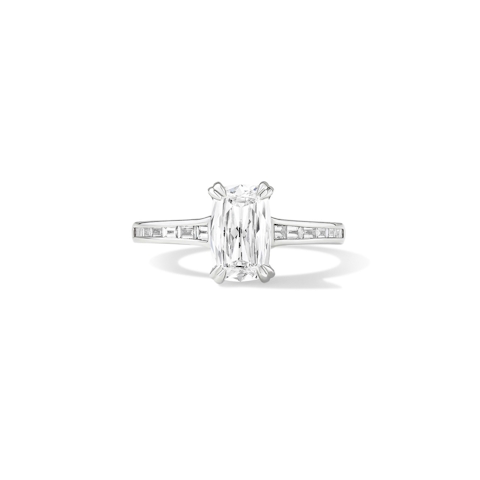 Vertical 18K White Gold Cushion Diamond Engagement Ring