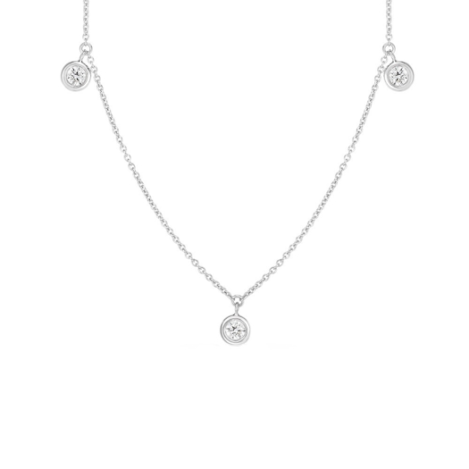 Vertical 18K White Gold Diamonds By The Inch Diamond Dangling 3 Station Necklace