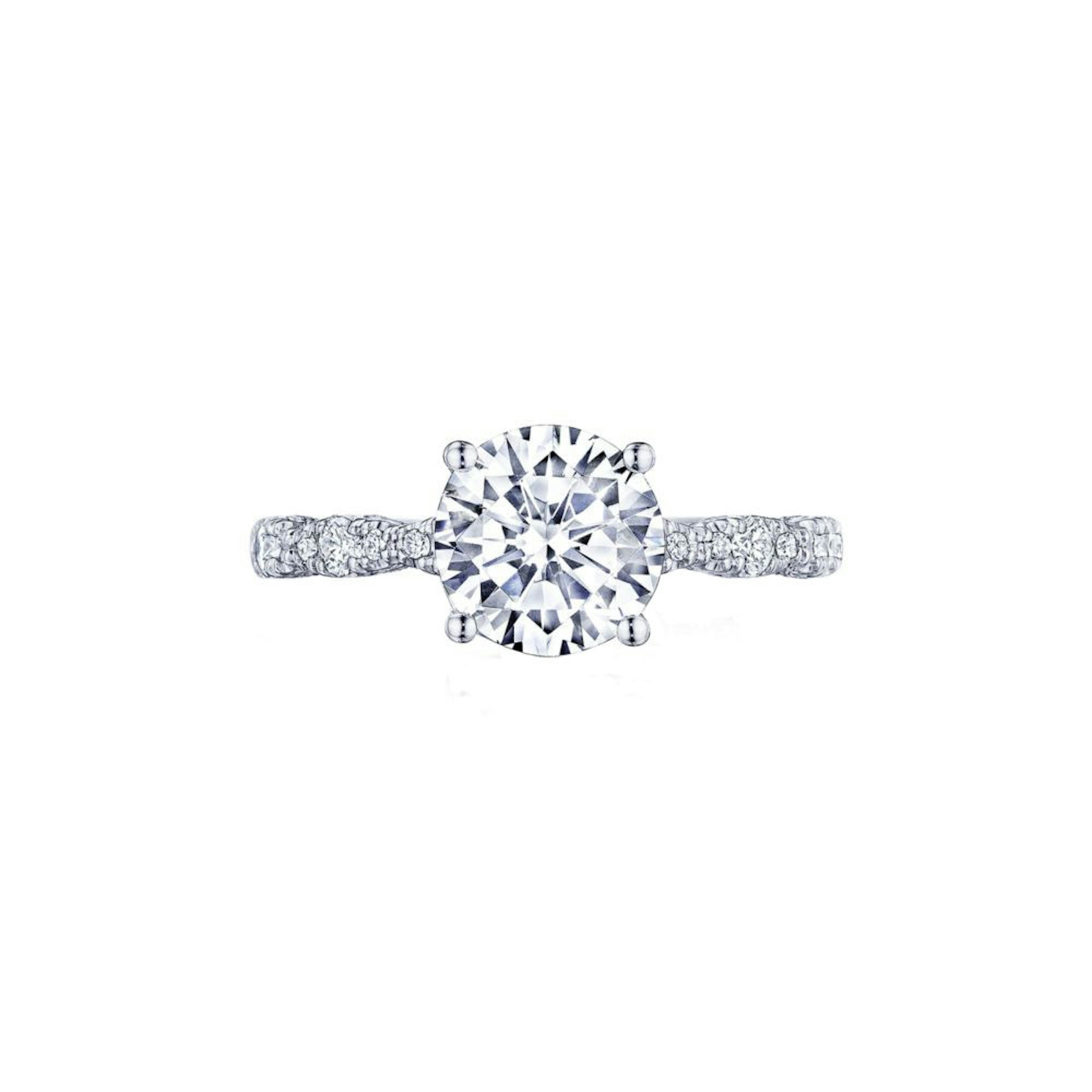 Vertical Tacori Petite Crescent 18Kt White Gold & 0.35Ct Diamond Semi-Mount Engagement Ring