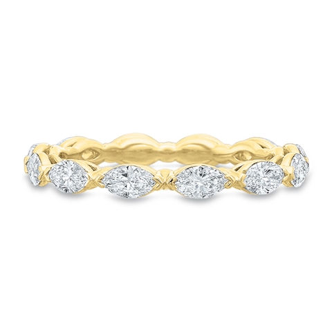 Vertical Yellow Gold Diamond Shared Prong Eternity Band