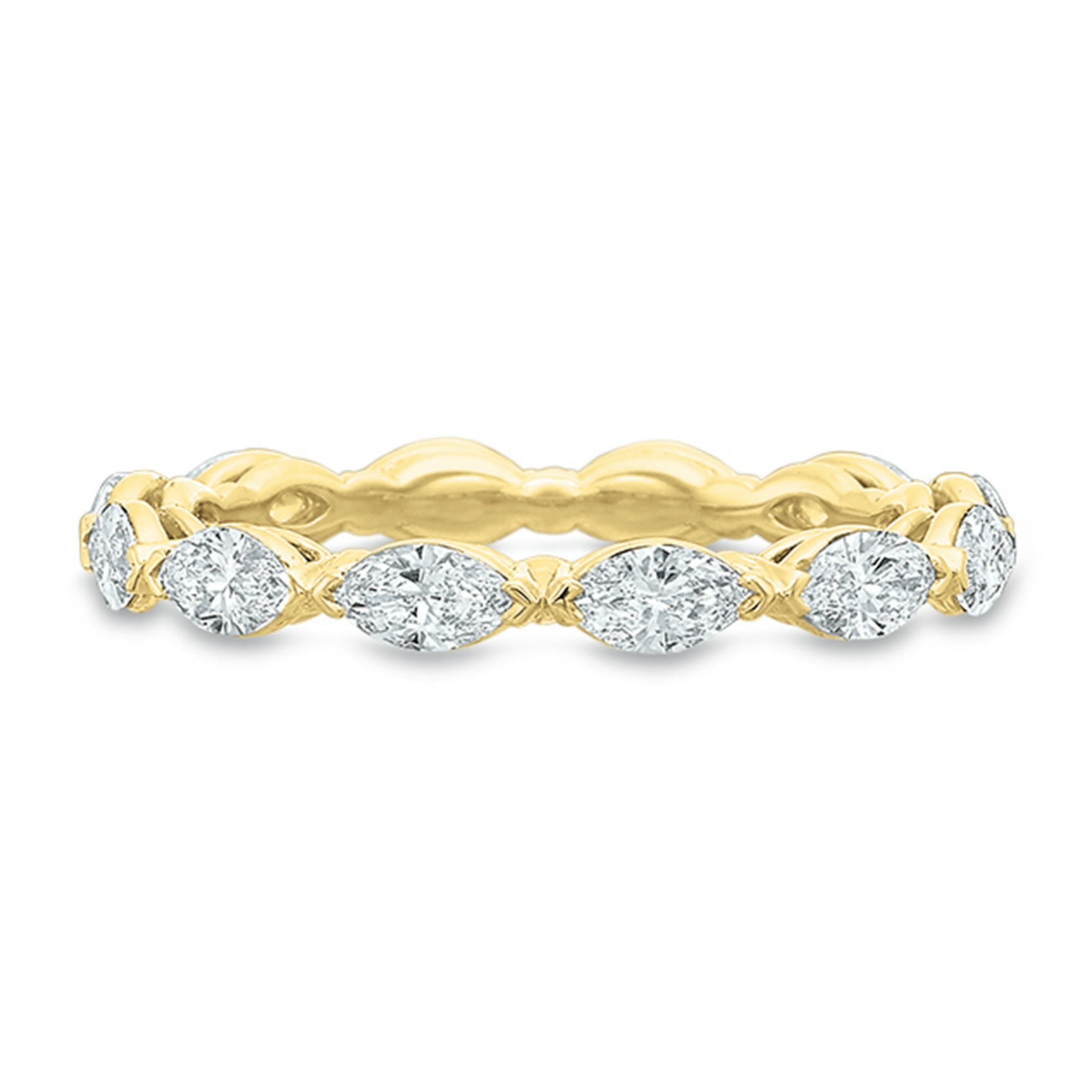 Vertical Yellow Gold Diamond Shared Prong Eternity Band