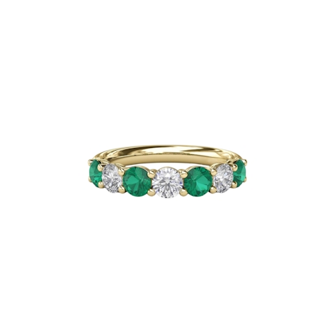 Vertical The 1916 Company Emerald and Diamond Shared Prong Anniversary Band W6206E