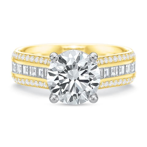Vertical Yellow Gold Channel Set Semi-Mount Engagement Ring