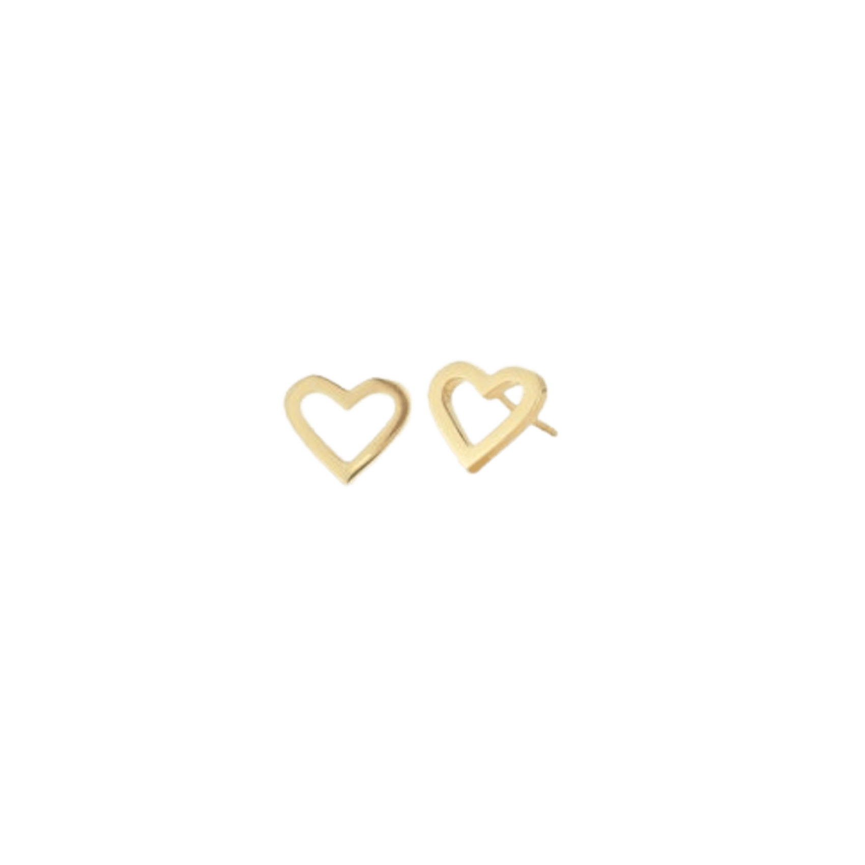Vertical 18K Yellow Gold Tiny Treasures Heart Outline Studs