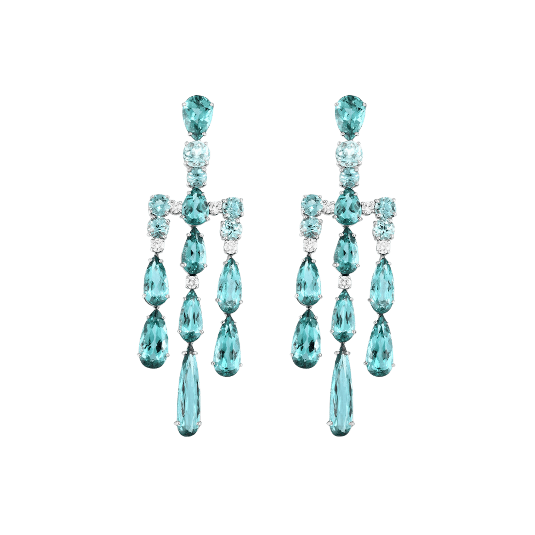 Vertical Platinum Tourmaline and Diamond Earrings