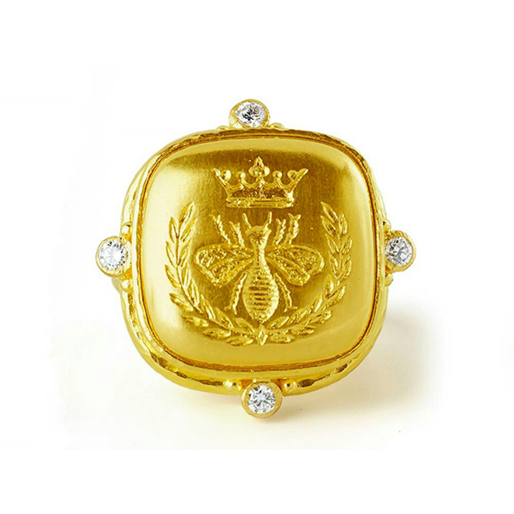 Vertical Gold "Queen Bee" Ring With Diamonds