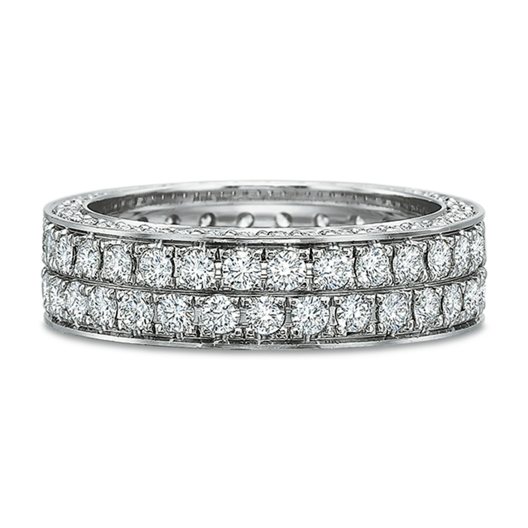 Vertical White Gold 2-Row Diamond Band