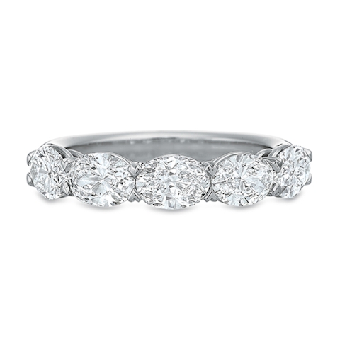 Vertical White Gold Shared Prong Oval Diamond Band