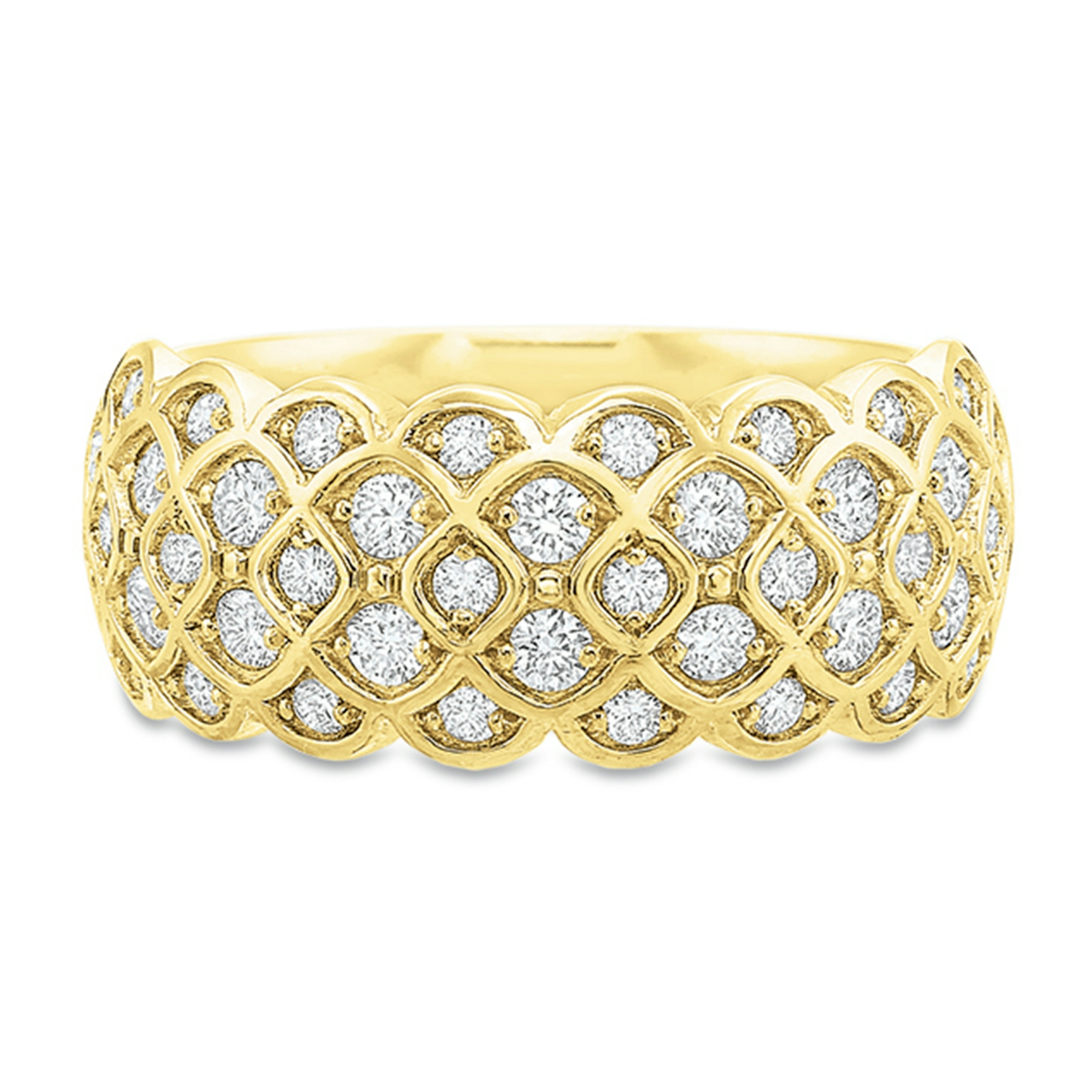 Vertical Yellow Gold 5- Row Diamond Band