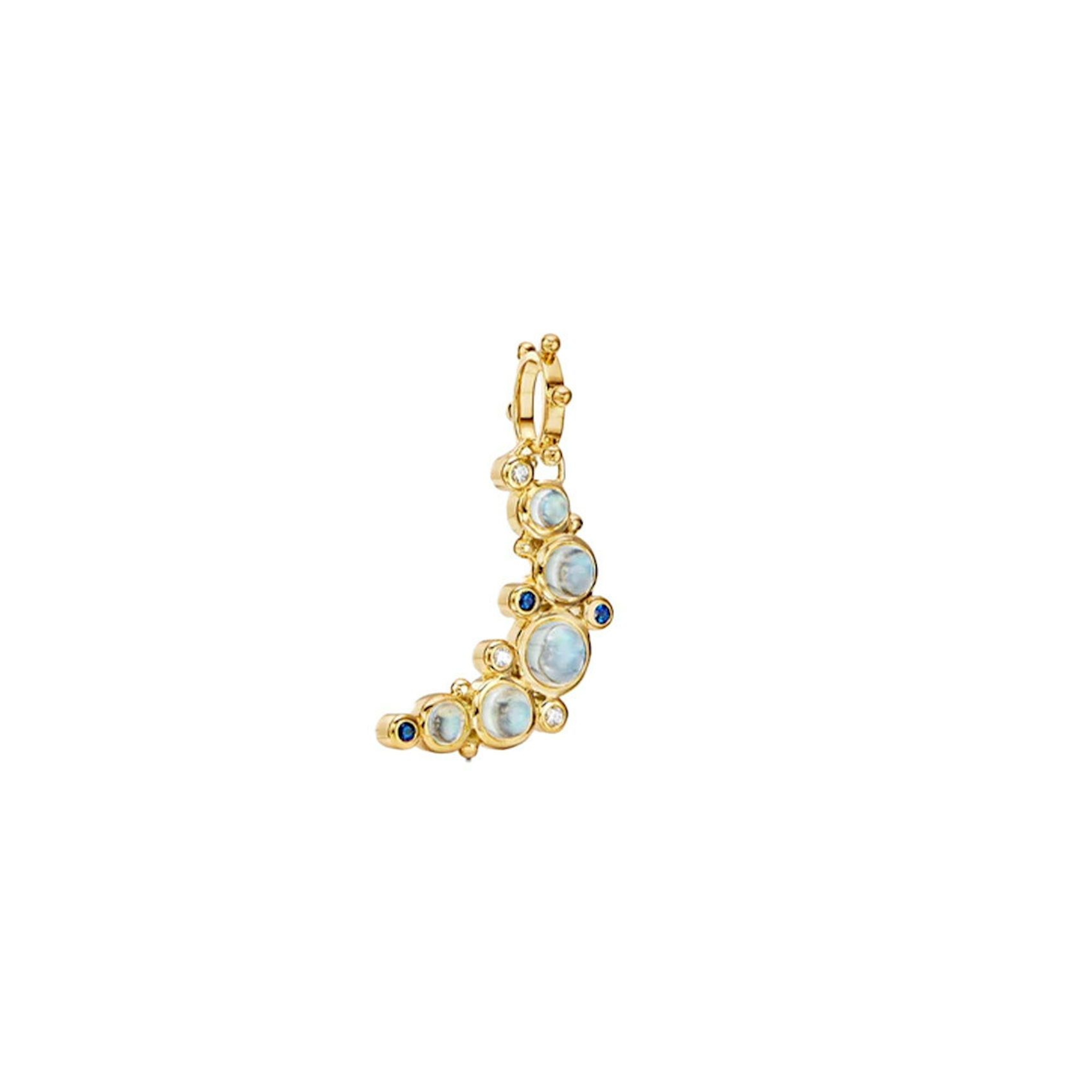 Vertical 18K Yellow Gold Crescent Moon Pendant