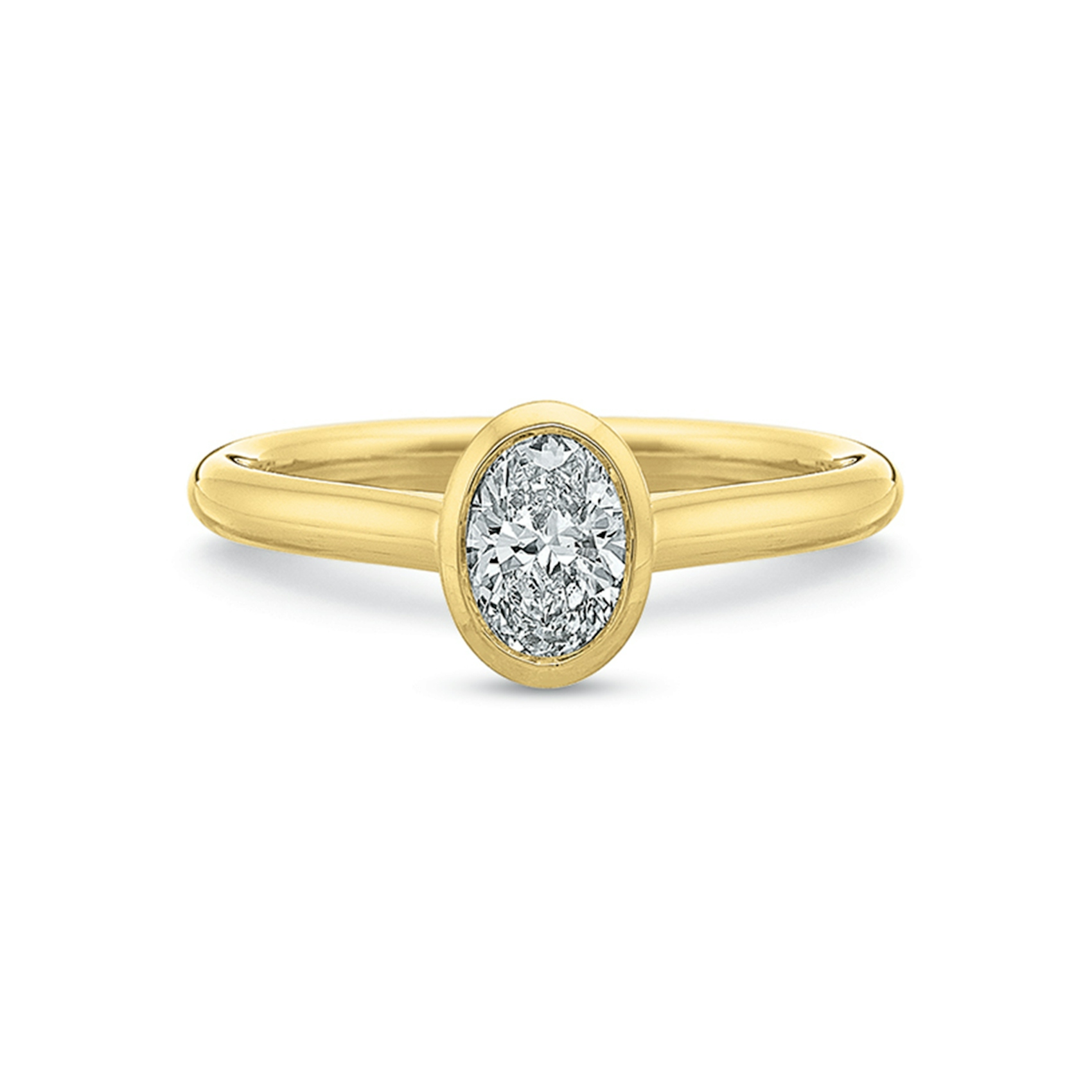 Vertical Yellow Gold Diamond Bezel Semi-Mount Engagement Ring