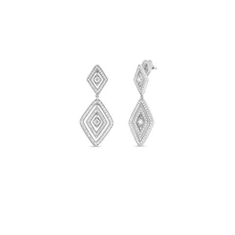 Vertical 18K White Gold Diamante Diamond Dangle Earrings