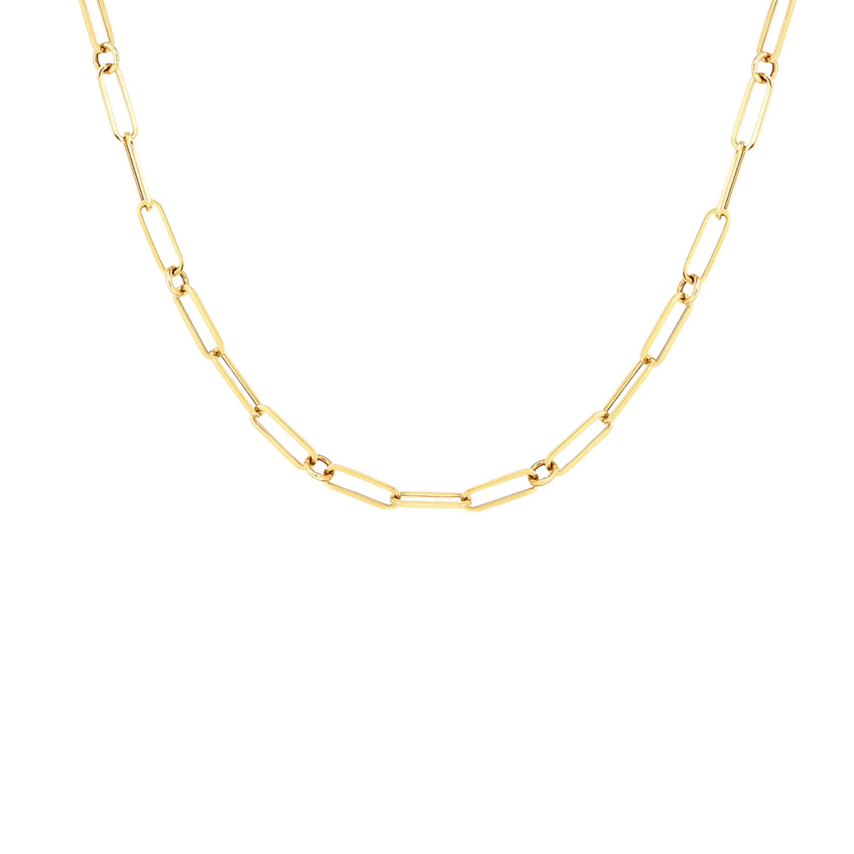 Vertical 18K Yellow Gold Thin Paper Clip Link Necklace
