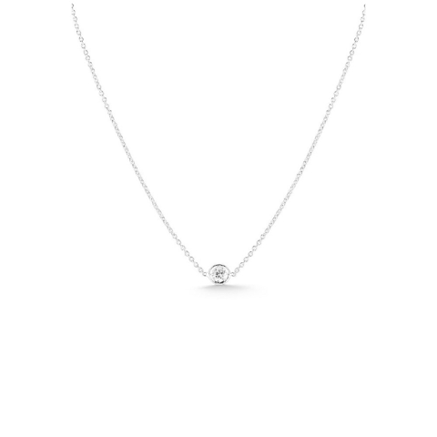 Vertical 18K White Gold Diamonds By The Inch Diamond Bezel Set Necklace