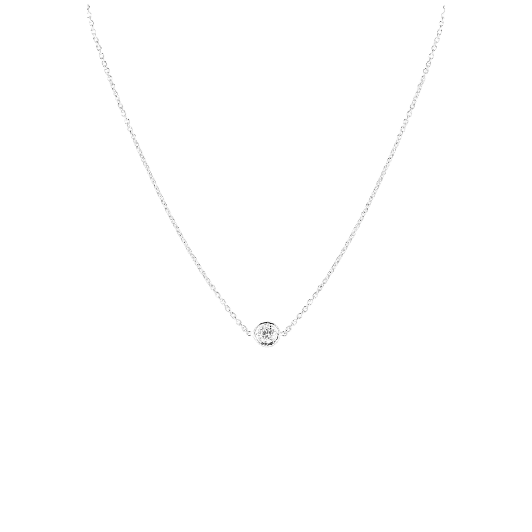 Vertical 18K White Gold Diamonds By The Inch Diamond Bezel Set Necklace