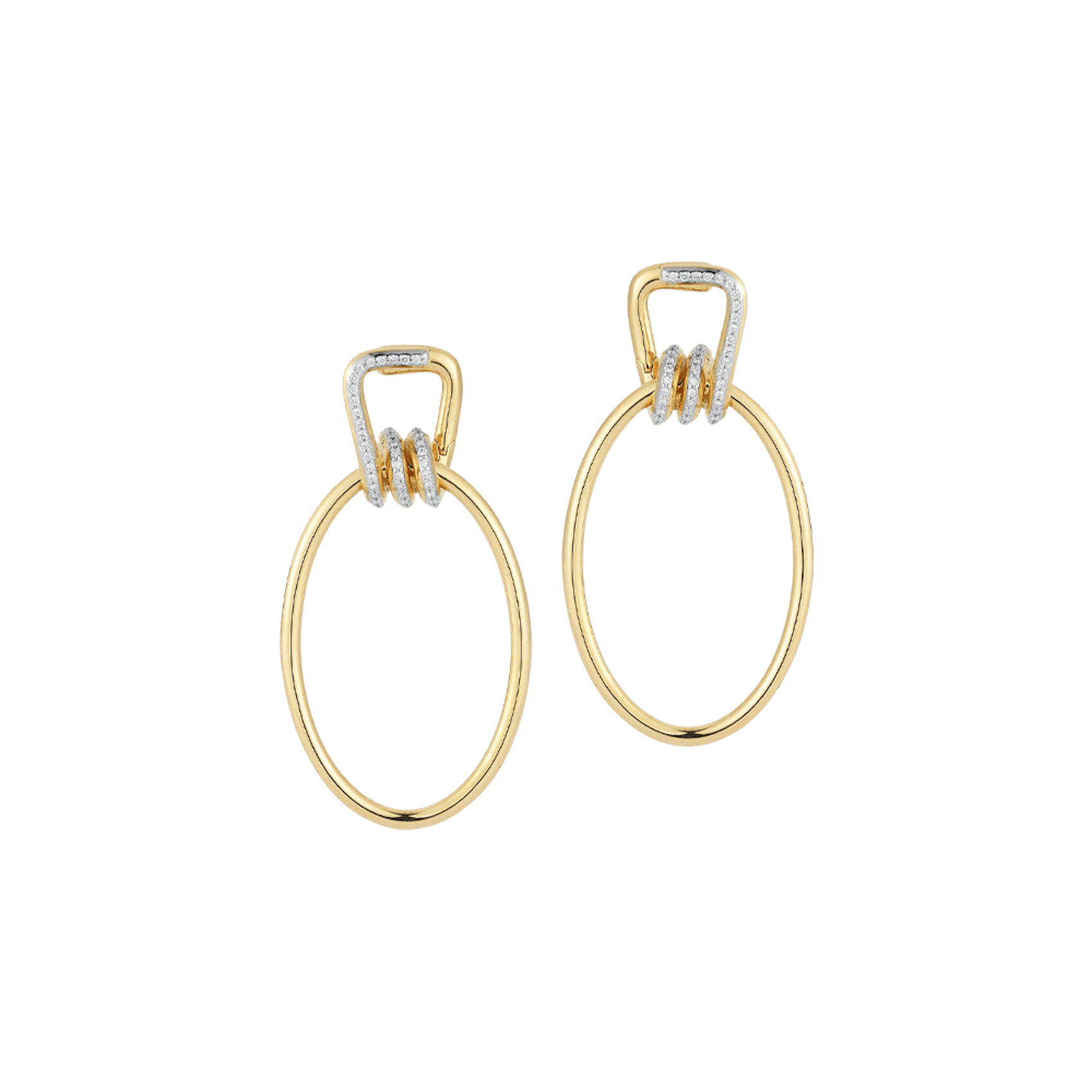 Vertical 18K Yellow Gold Huxley Diamond Coil Link Earrings