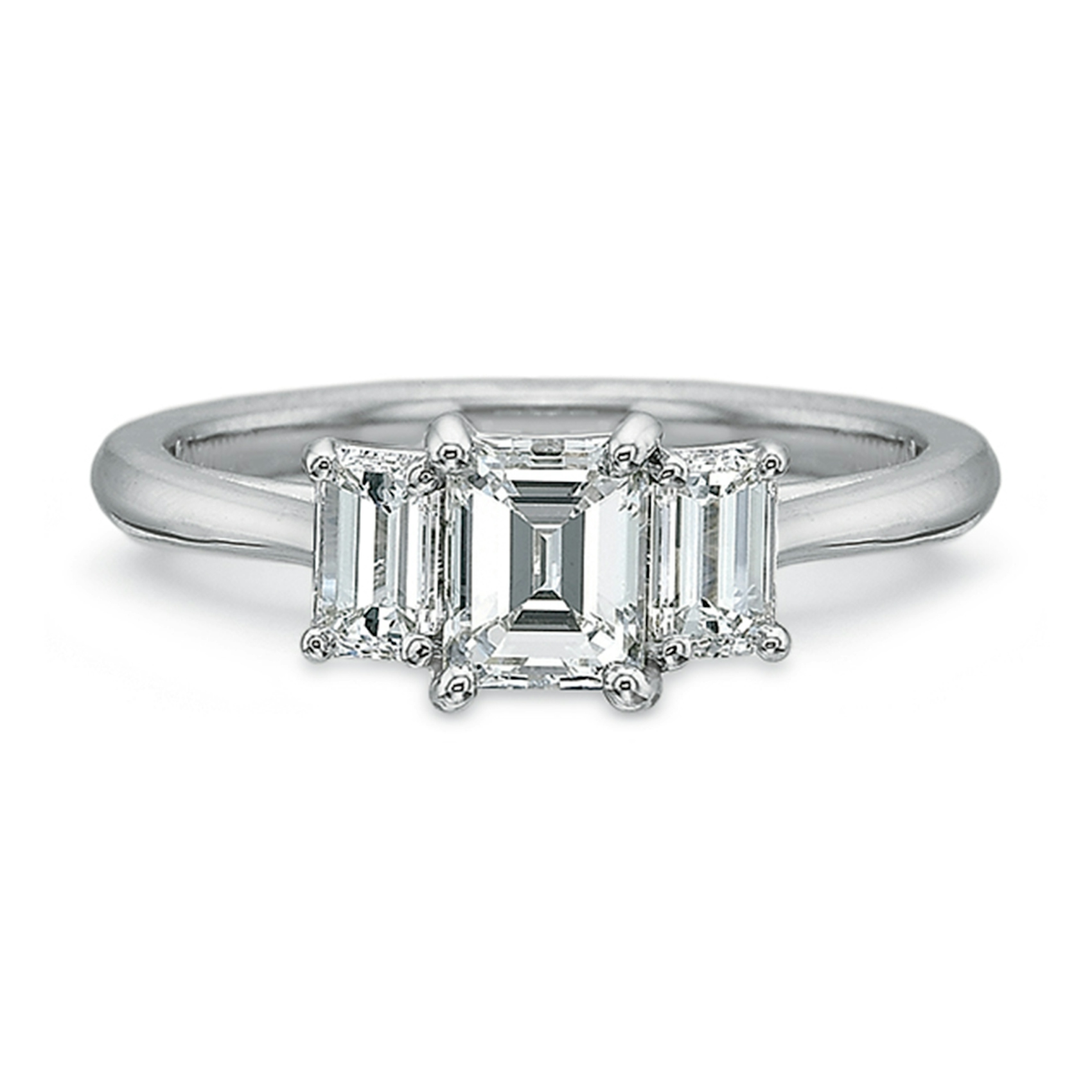 Vertical White Gold Three Stone Semi-Mount Engagement Ring