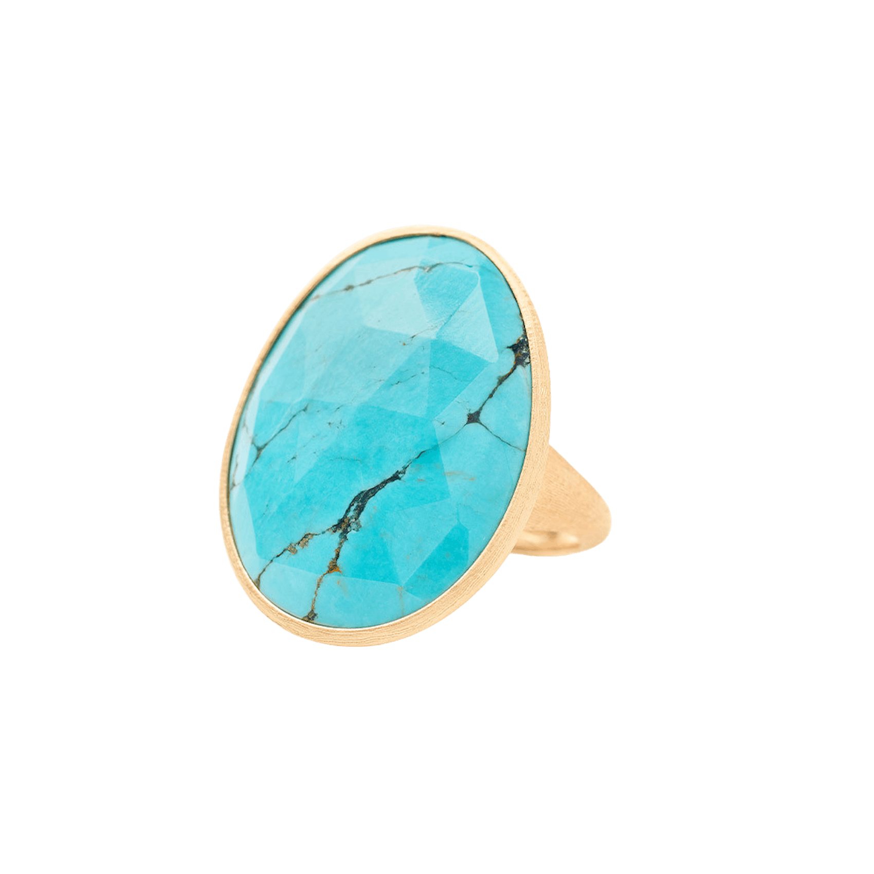 Vertical Lunaria 18K Yellow Gold Turquoise Ring