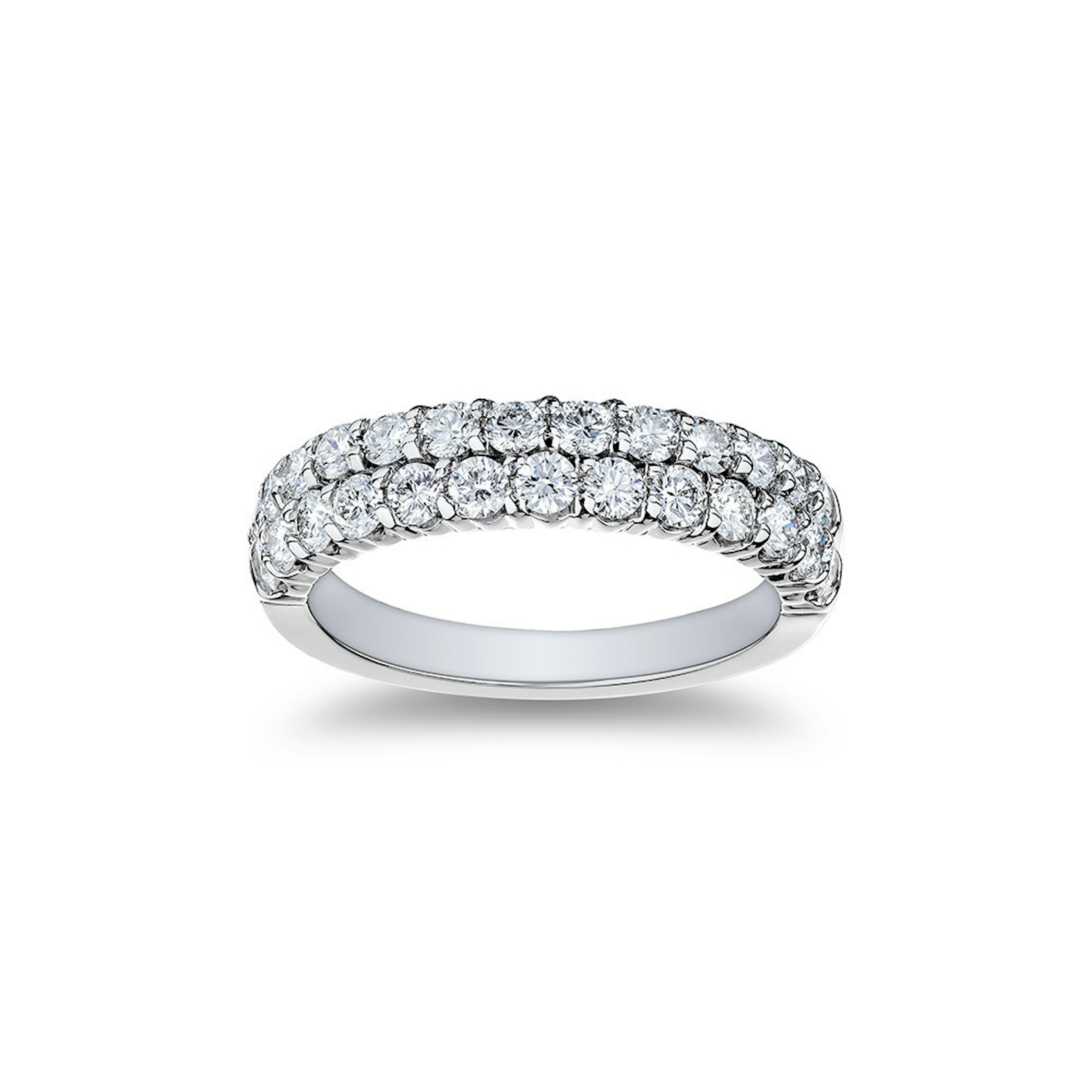 Vertical 18K White Gold Diamond 2 Row Band