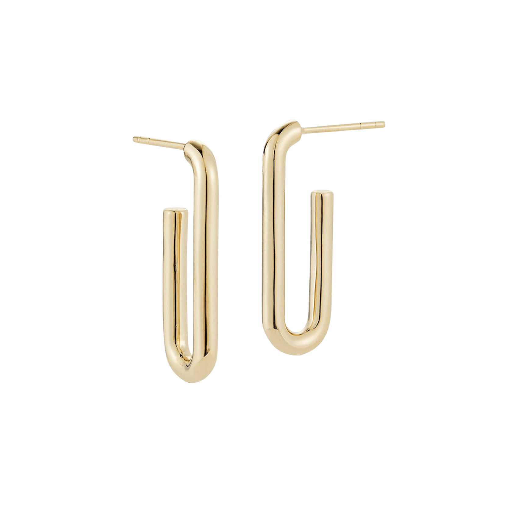 Vertical 18K Yellow Gold Saxon Elongated Single Chain Link Earrings