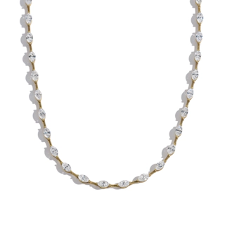 Vertical 18K Yellow Gold Marquise Diamond Necklace