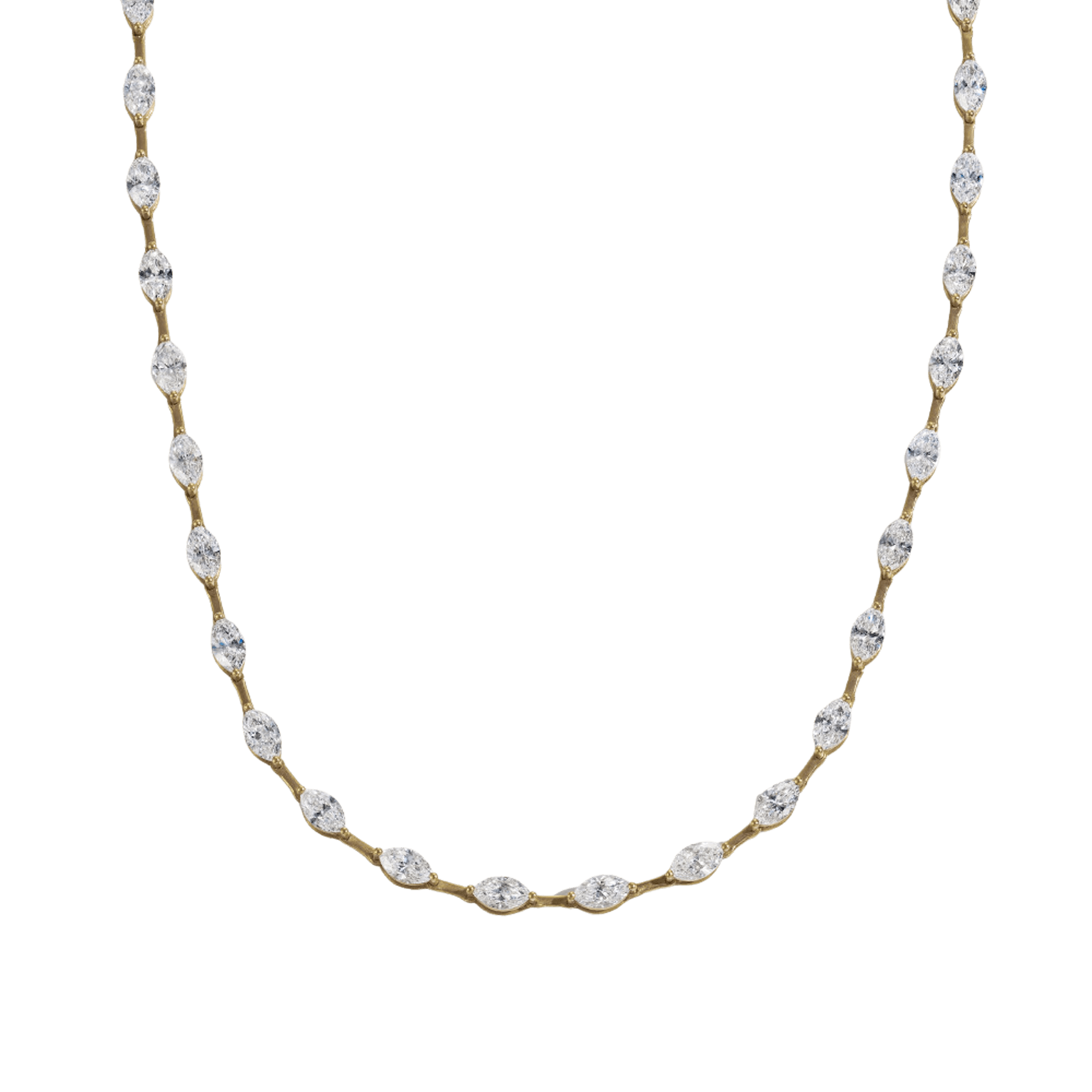 Vertical 18K Yellow Gold Marquise Diamond Necklace