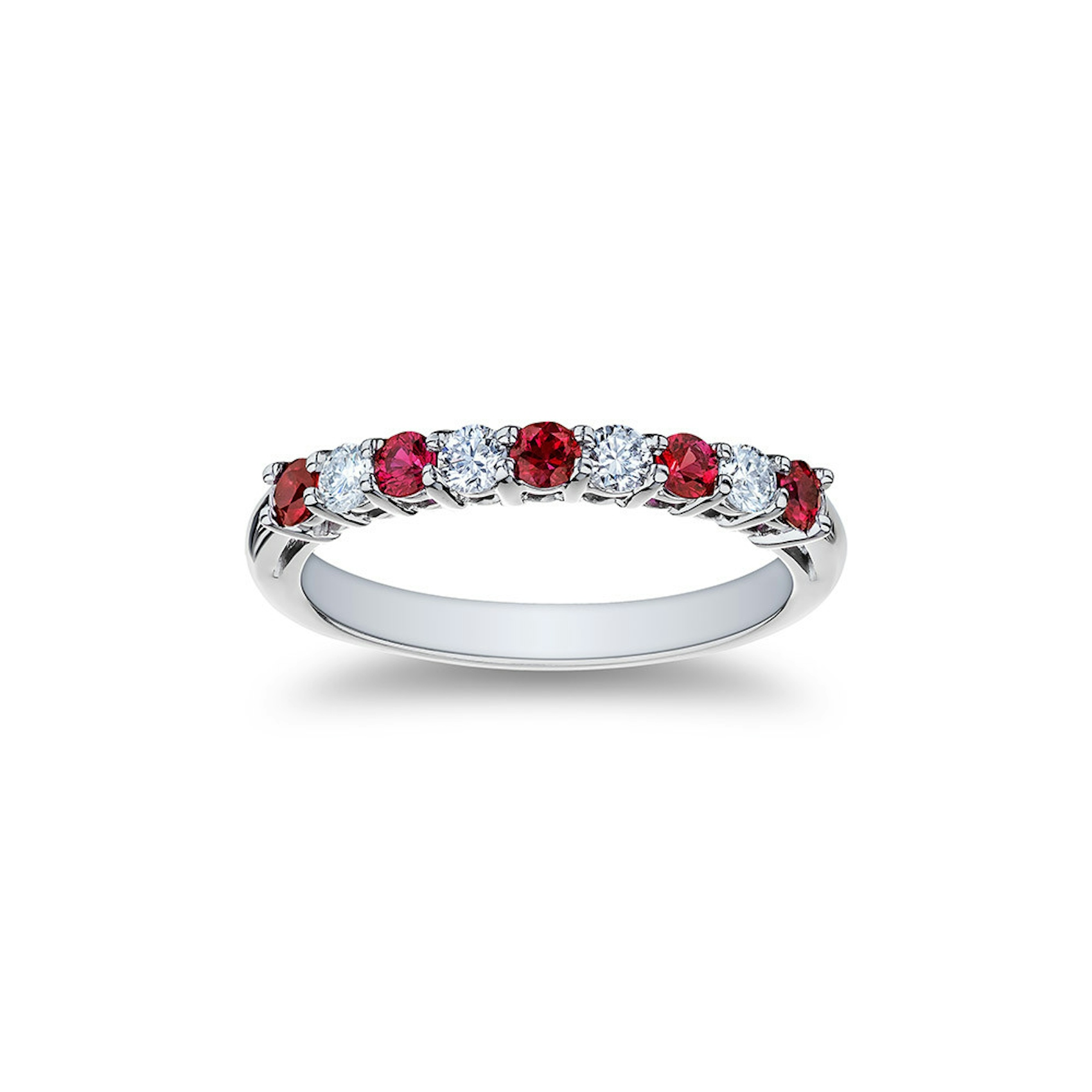 Vertical Platinum Diamond and Ruby Band