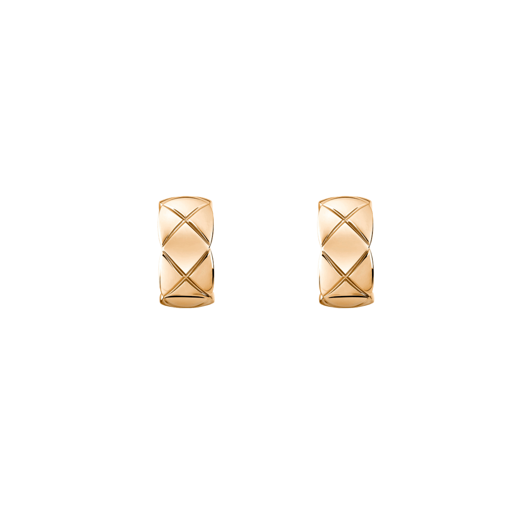 Vertical 18K Beige Gold Coco Crush Convertible Quilted Huggie Earrings