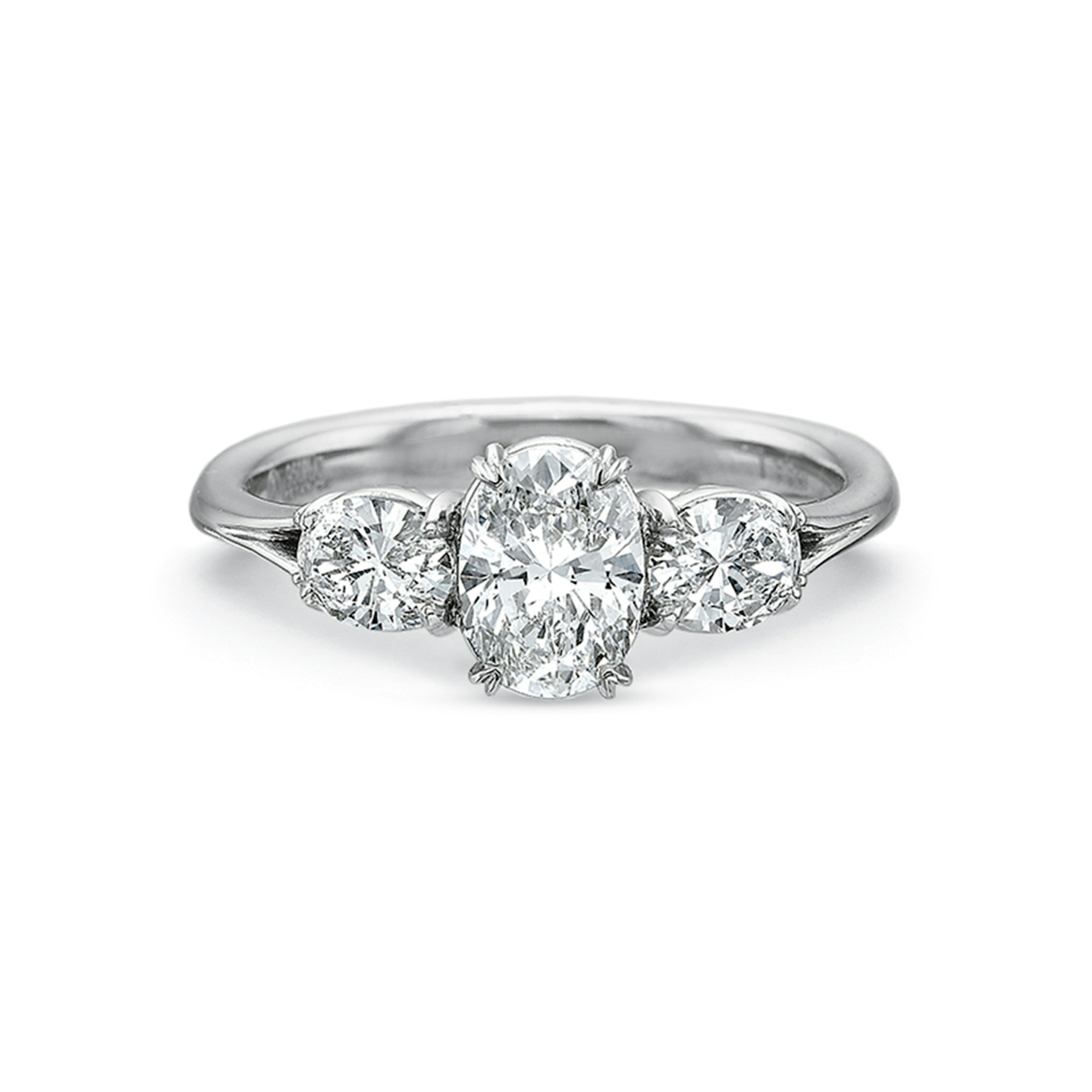 Vertical White Gold Diamond 3-Stone Semi-Mount Engagement Ring