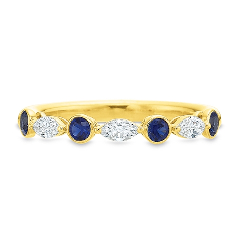 Vertical Yellow Gold Diamond And Sapphire Band