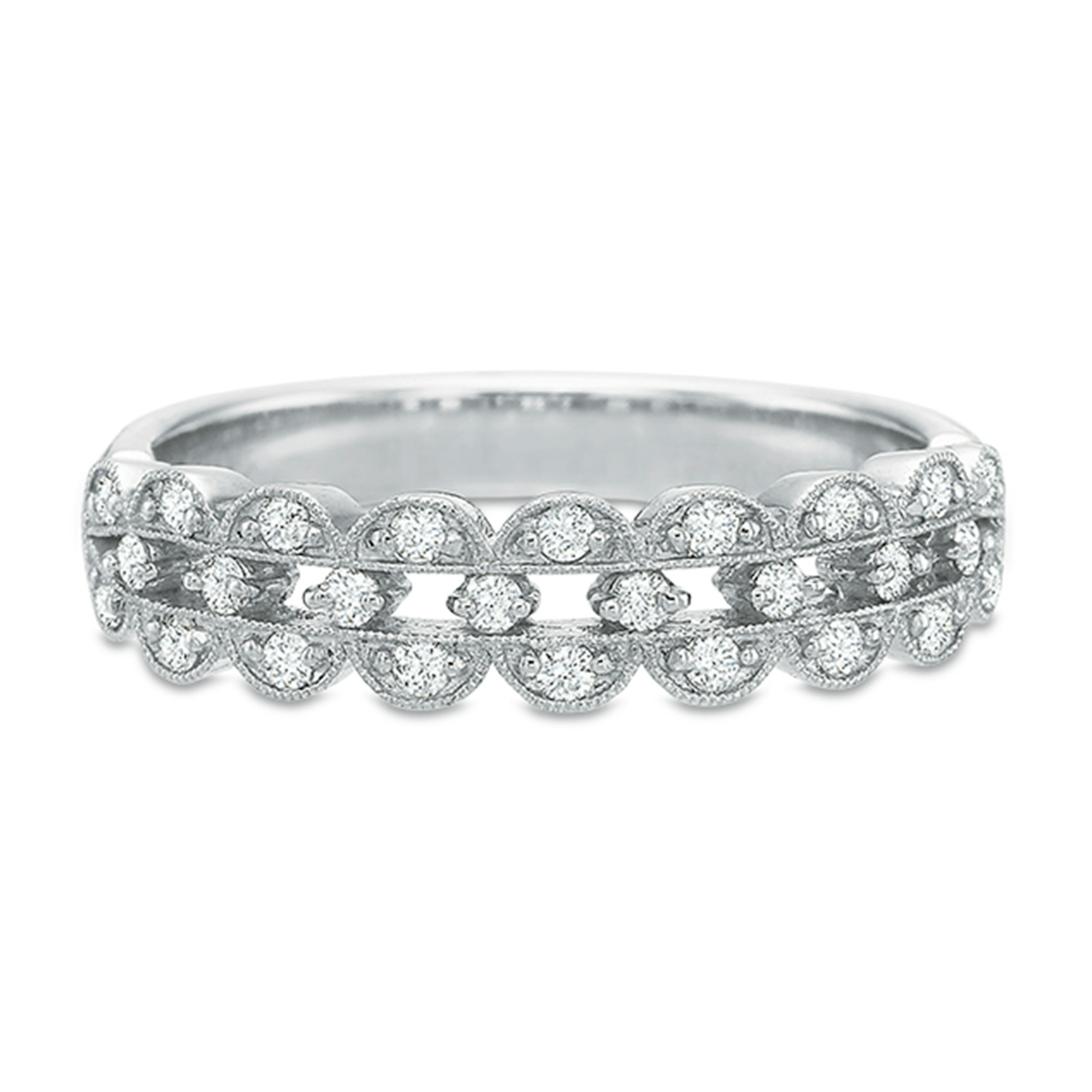 Vertical White Gold 3-Row Diamond Band