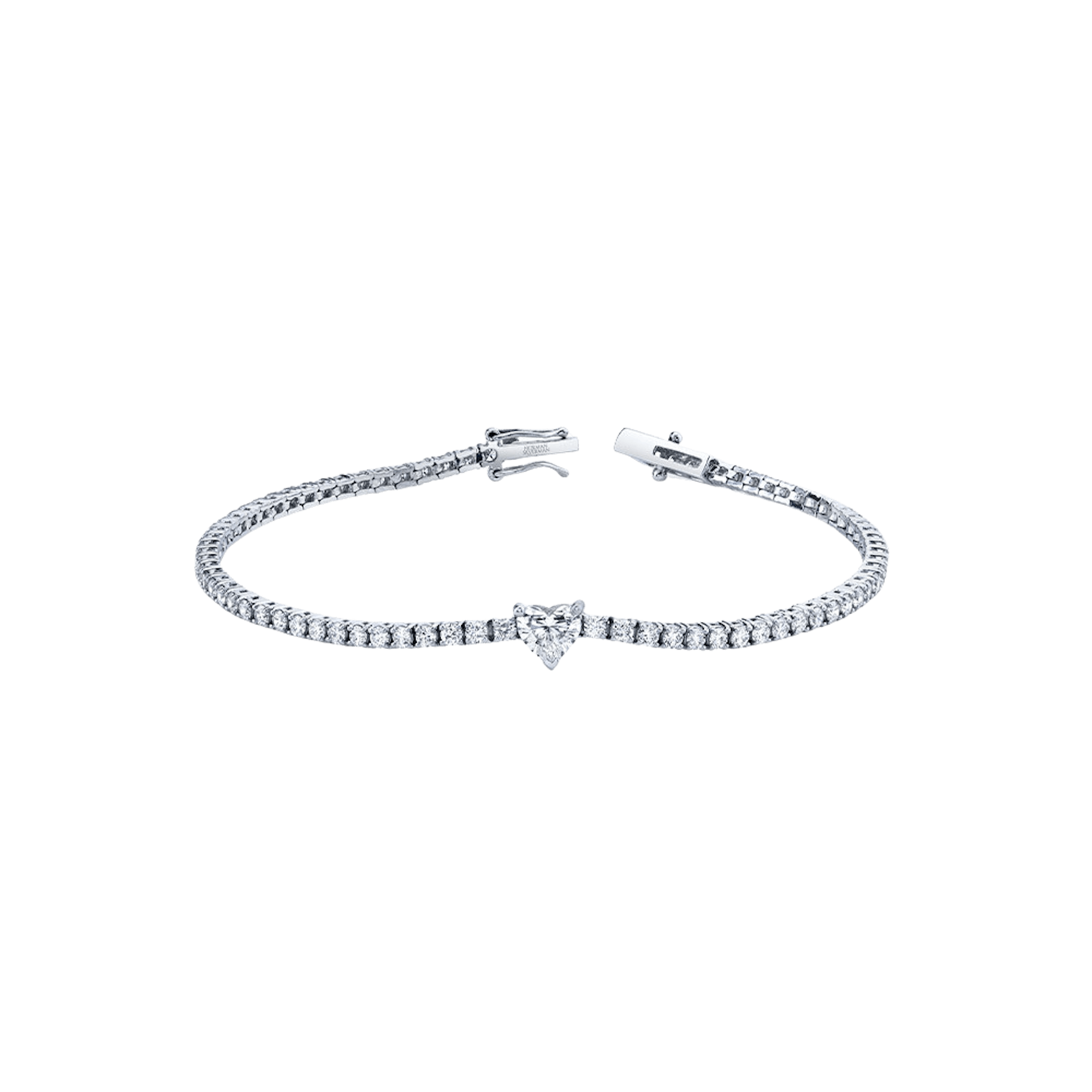 Vertical 18K White Gold Round Diamond Straight Line Bracelet