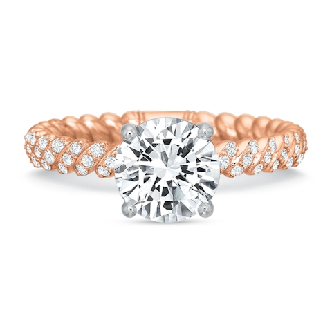 Vertical Rose Gold Diamond Semi-Mount Engagement Ring