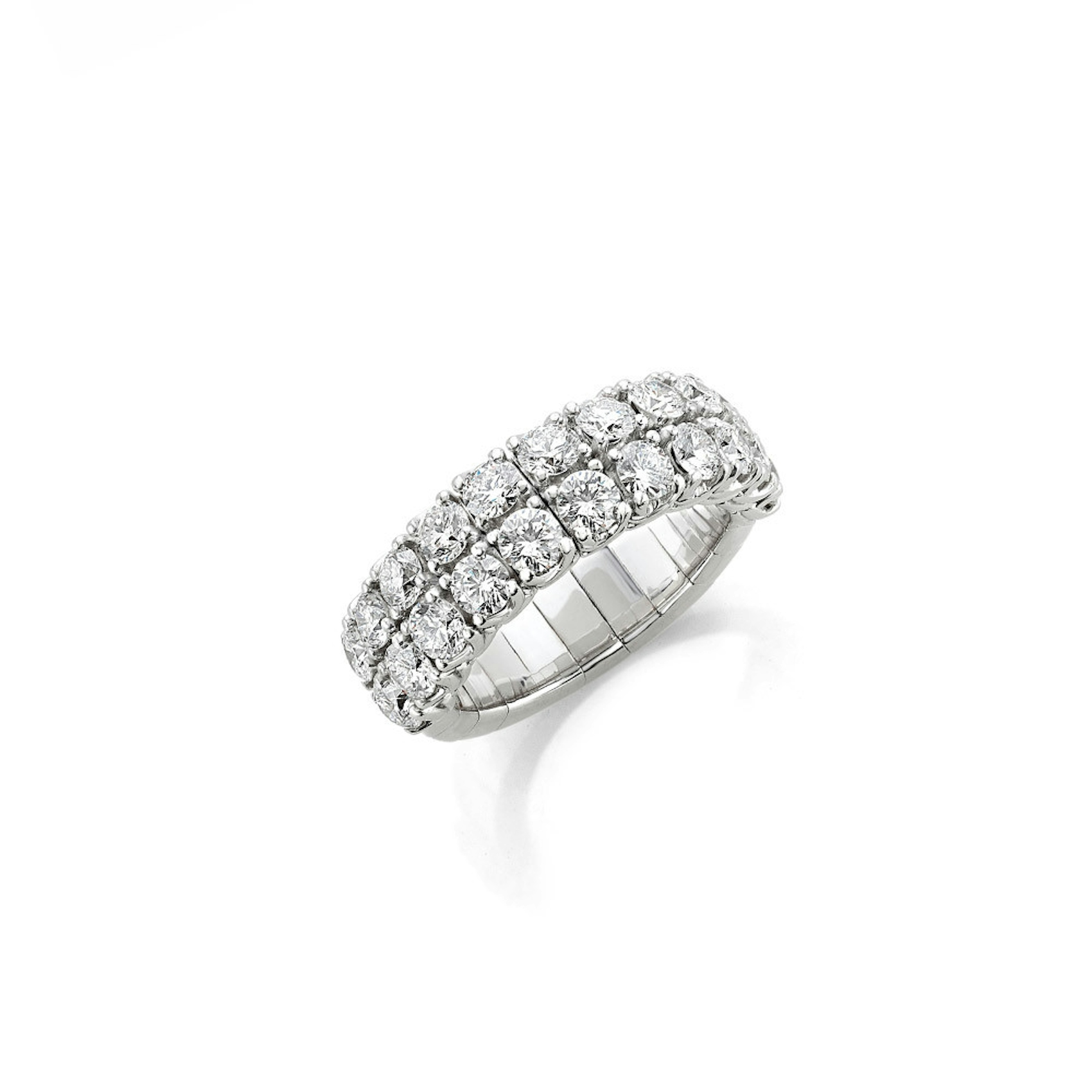 Vertical 18K White Gold Xpandable Round Diamond Ring
