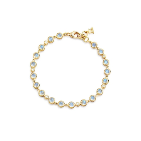 Vertical 18K Yellow Gold Blue Moonstone Link Bracelet