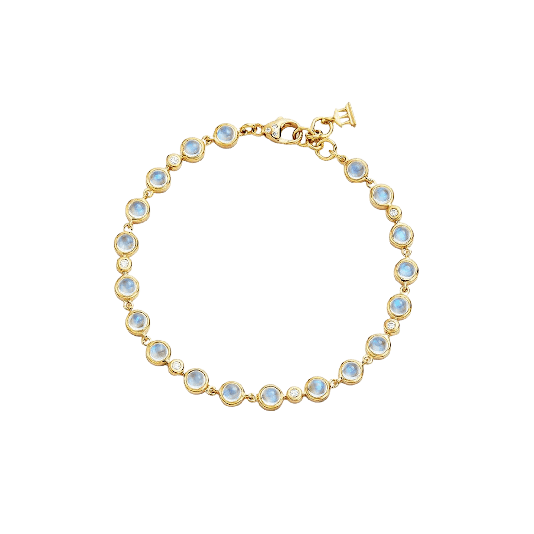 Vertical 18K Yellow Gold Blue Moonstone Link Bracelet